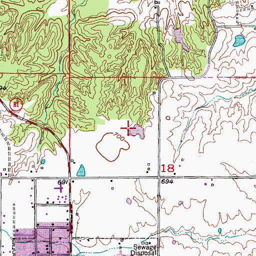 Topographic Map of Alber Lake Dam, MO