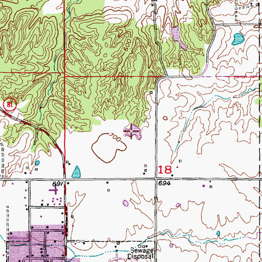 Topographic Map of Number 14 Reservoir, MO