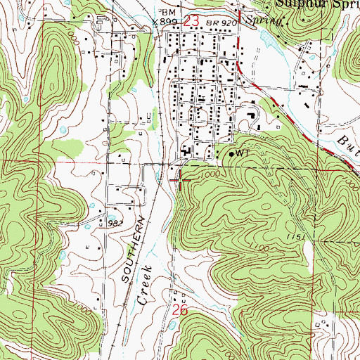 Topographic Map of Sulphur Springs High School, AR