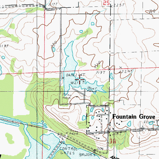 Topographic Map of Fountain Grove Lake Dam, MO