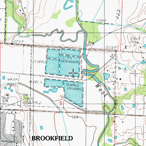 Topographic Map of Brookfield Reservoir Dam, MO
