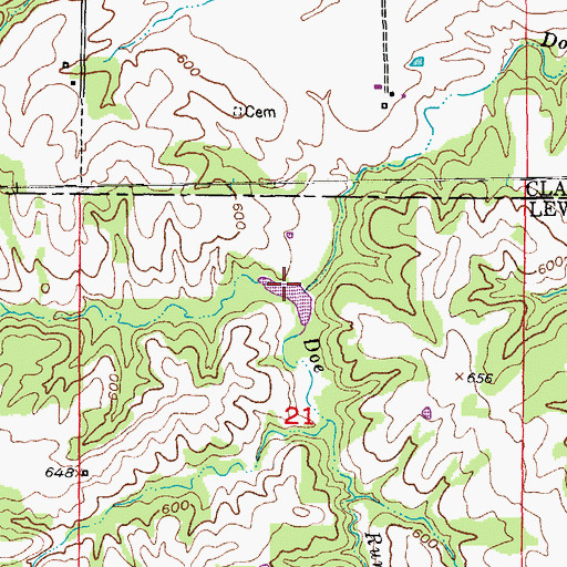 Topographic Map of Buck-Doe Run Watershed Structure Number 3 Dam, MO