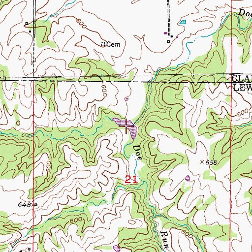 Topographic Map of Higbee Lake, MO