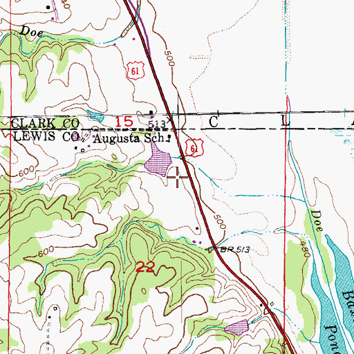 Topographic Map of Buck-Doe Run Watershed Structure Number 35 Dam, MO