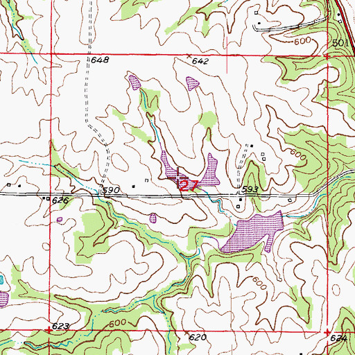 Topographic Map of Buck-Doe Run Watershed Structure Number 25 Dam, MO