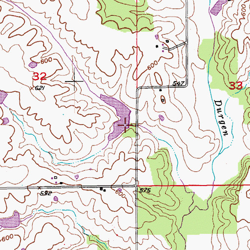 Topographic Map of Durgens Creek Watershed Dam Number 5, MO