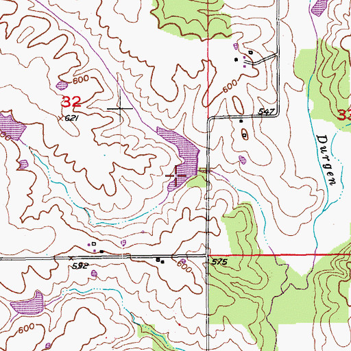 Topographic Map of Garkie Lake Section 32, MO