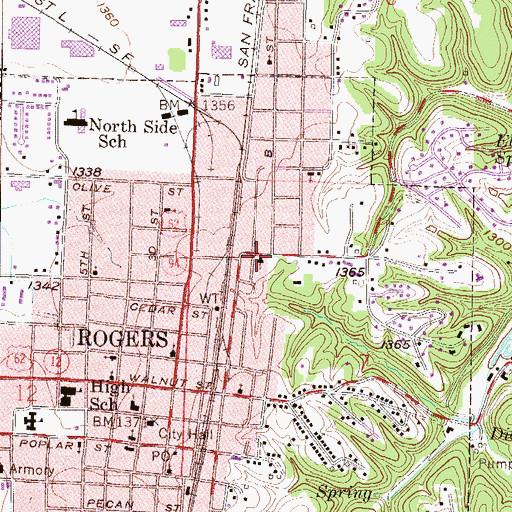 Topographic Map of Sunnyside Baptist Church, AR