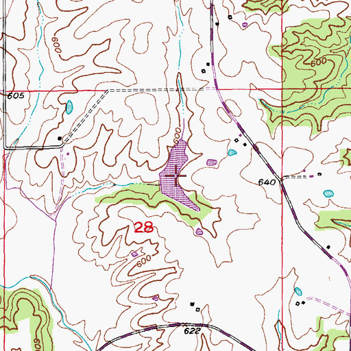 Topographic Map of Durgens Creek Watershed Number 37 Dam, MO