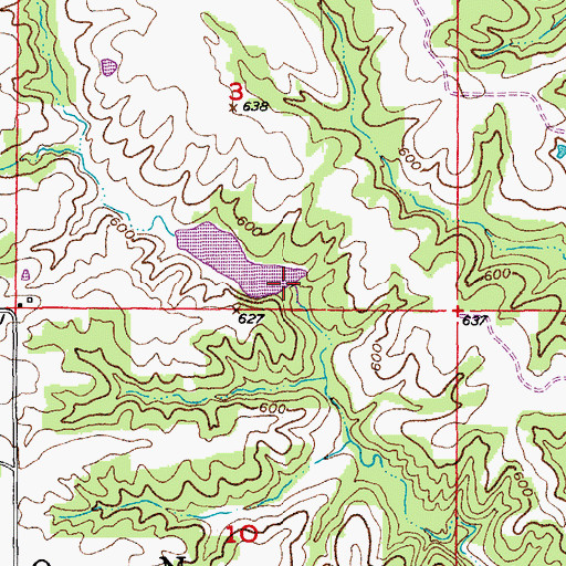 Topographic Map of Buck-Doe Run Creeks Watershed Number 5 Dam, MO