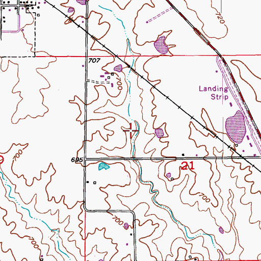 Topographic Map of Baker Dam, MO