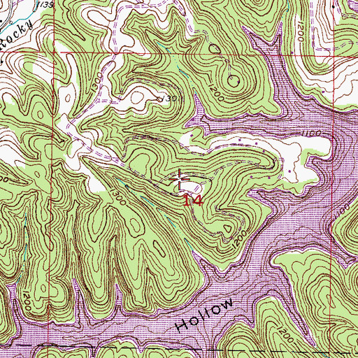 Topographic Map of Tanglewood, AR