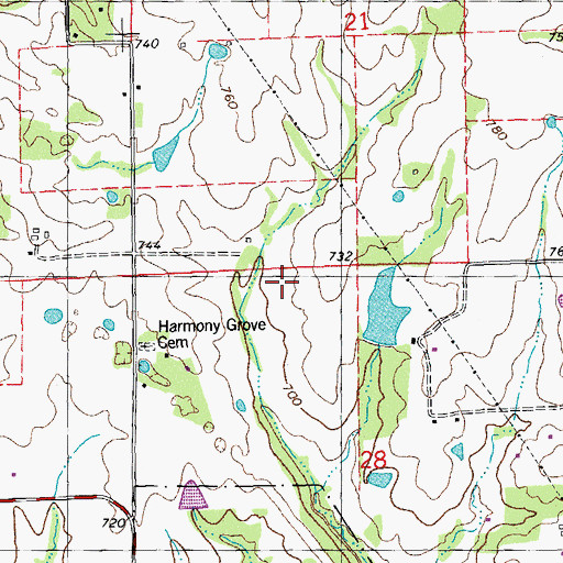 Topographic Map of Welker Lake, MO