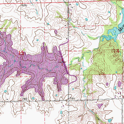 Topographic Map of Memphis Lake and Park Dam, MO