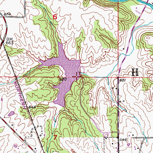 Topographic Map of Ewing Dam, MO