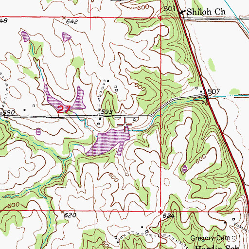 Topographic Map of Baxter Lake Dam, MO