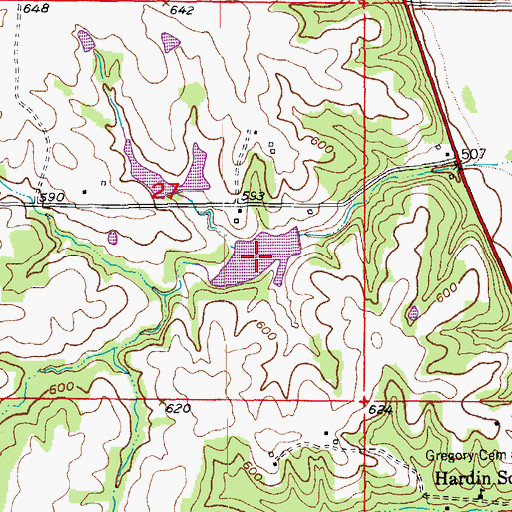 Topographic Map of Baxter Lake, MO