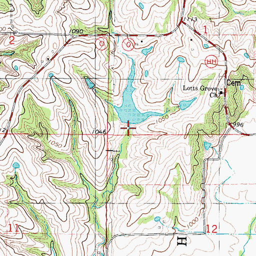 Topographic Map of Cottrel Lake Dam, MO
