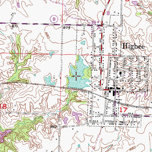 Topographic Map of Higbee Lake, MO
