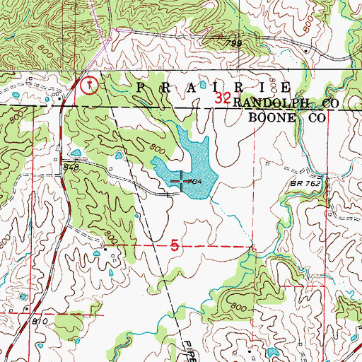 Topographic Map of Charles Hood Lake, MO