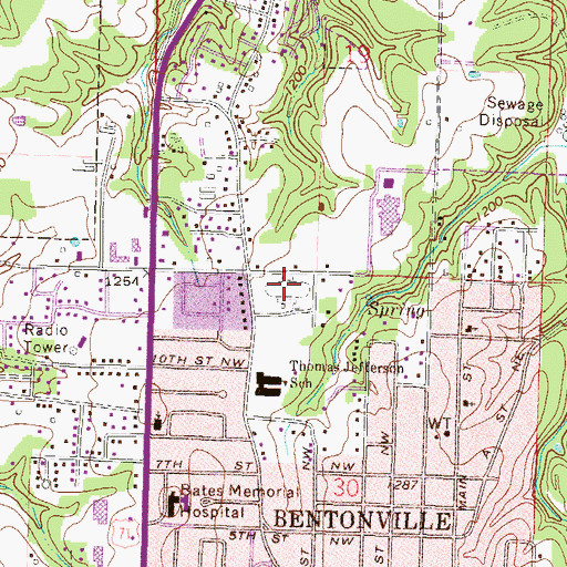 Topographic Map of Tiger Stadium, AR