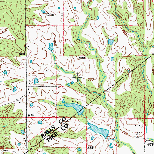 Topographic Map of Bueditts Dam, MO