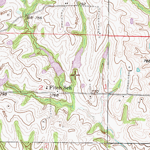 Topographic Map of Willow Creek Watershed Dam A-30, MO