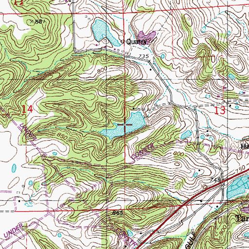 Topographic Map of Bibb Lake, MO
