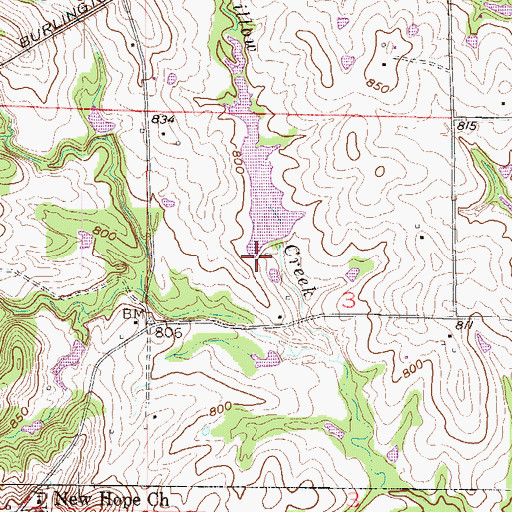 Topographic Map of Willow Creek Watershed Dam A-22, MO