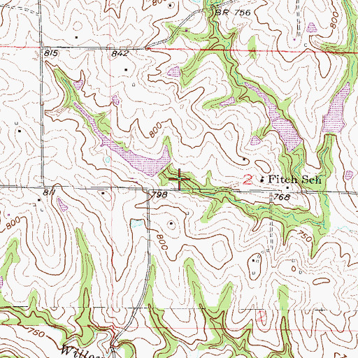 Topographic Map of Willow Creek Watershed Dam A-23, MO