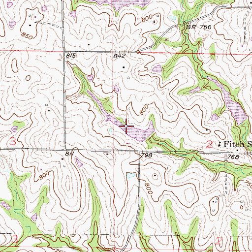 Topographic Map of Vandiver and Barchers Number A-2 Reservoir, MO