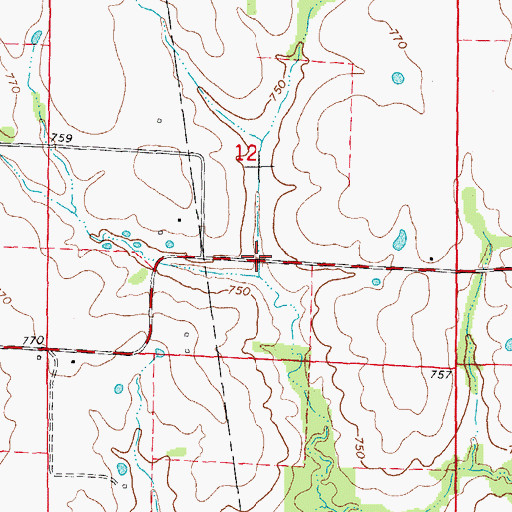 Topographic Map of Camerer Dam, MO