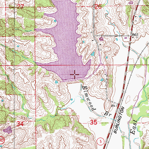 Topographic Map of Elmwood City Lake Dam, MO