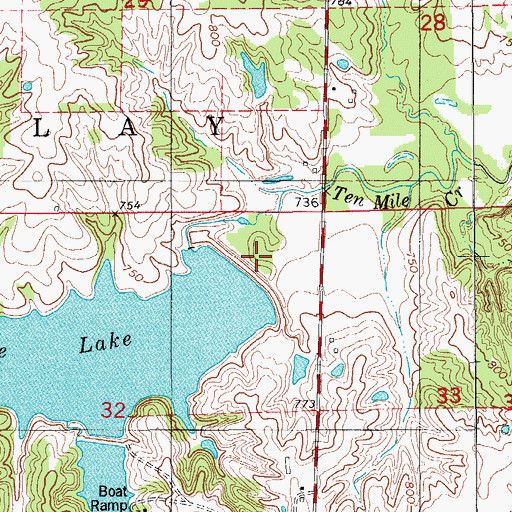 Topographic Map of David R Wilson Dam, MO