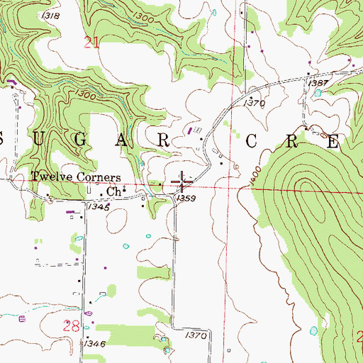 Topographic Map of Twelve Corners Cemetery, AR
