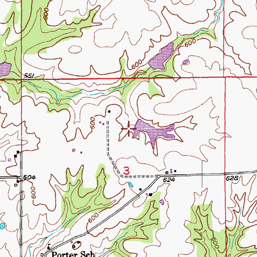 Topographic Map of Solter Lake Dam, MO