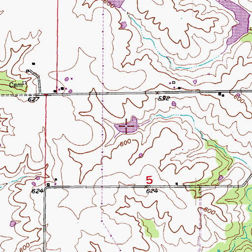Topographic Map of Lake O'Vaughn, MO