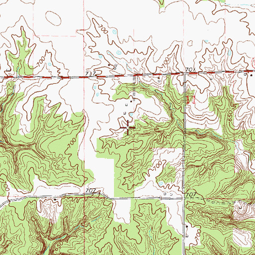 Topographic Map of Dickson Lake Dam, MO