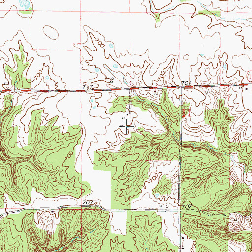 Topographic Map of Bevill Lake, MO