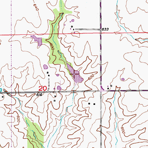 Topographic Map of Durgens Creek Watershed Lake Number 4, MO