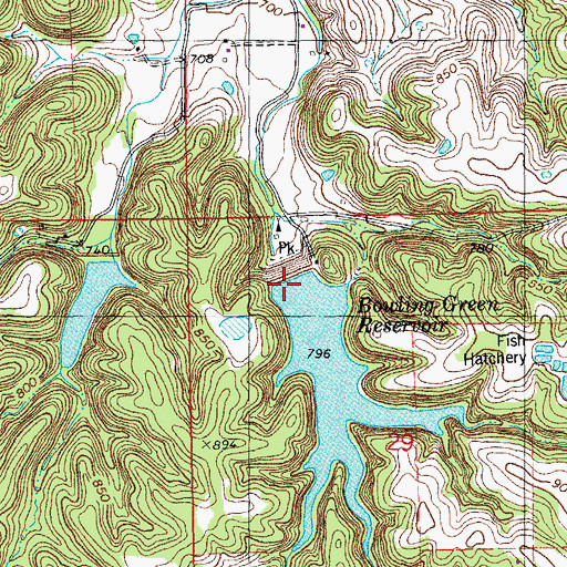 Topographic Map of Bowling Green Reservoir Dam, MO