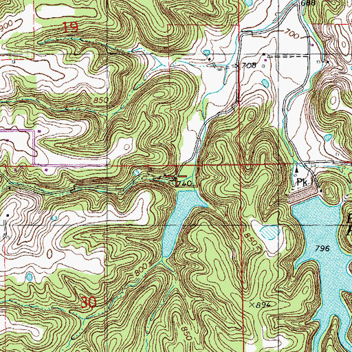 Topographic Map of Old Bowling Green Reservoir Dam, MO