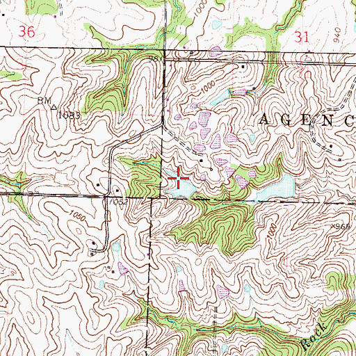 Topographic Map of Clarence Jones Dam, MO