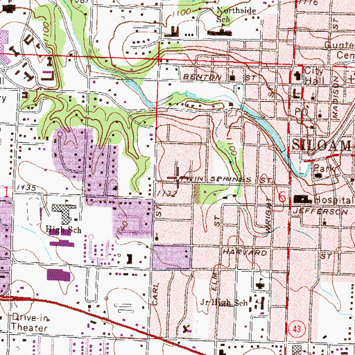 Topographic Map of Twin Springs, AR
