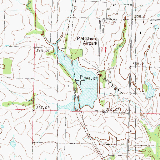 Topographic Map of Six Mile Lane Lake, MO