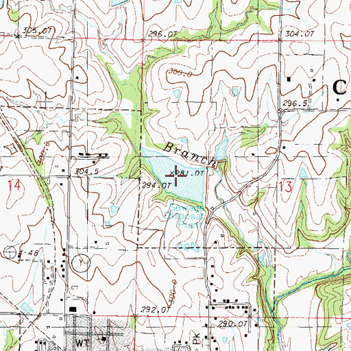 Topographic Map of Plattsburg Old Reservoir, MO