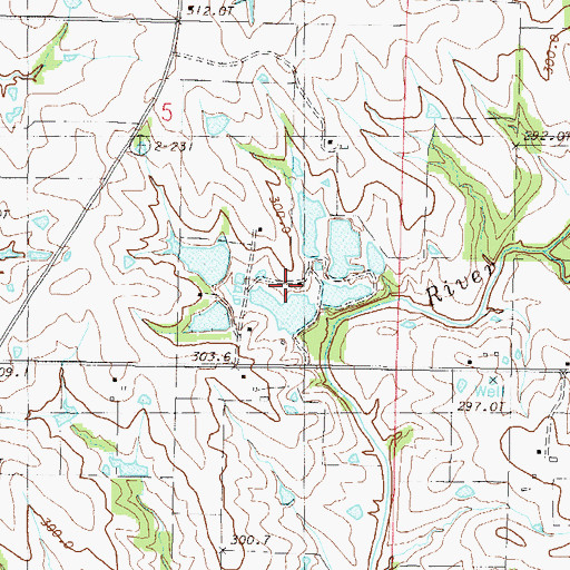 Topographic Map of Hartell Lakes Dam, MO