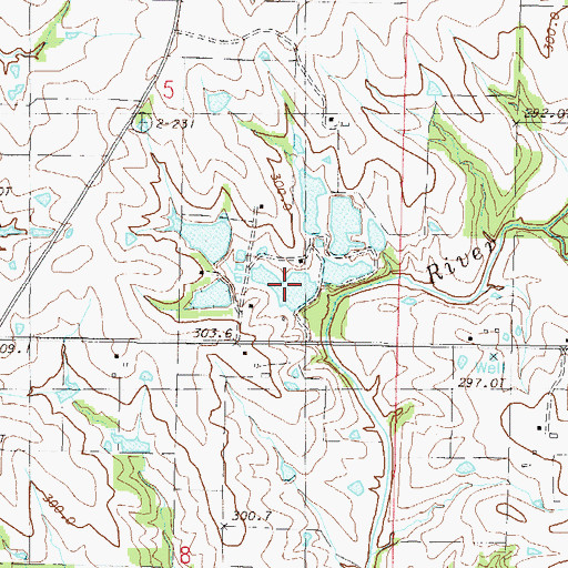 Topographic Map of Hartell Lakes, MO