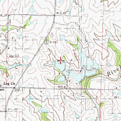 Topographic Map of Hartell Lakes Dam, MO
