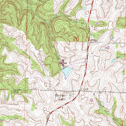 Topographic Map of Scottys Lake Dam, MO